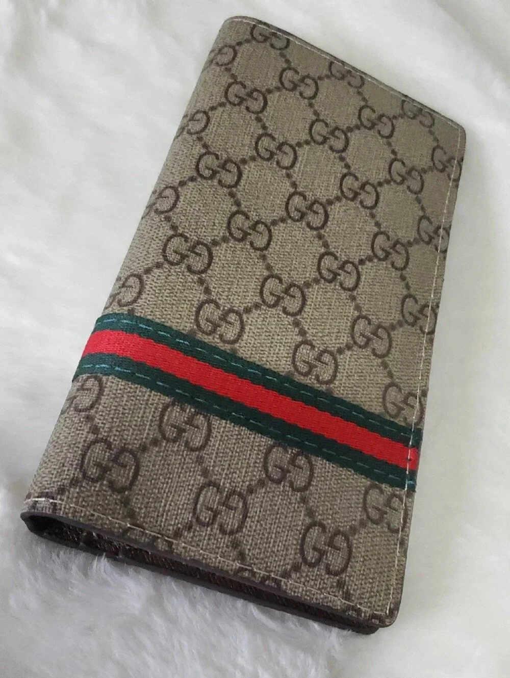 Beige GG Canvas Long Wallet with Red and Green Web Stripe - Picture 7 of 7